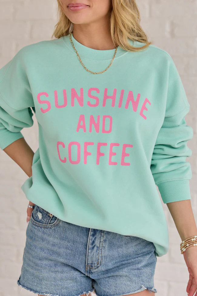 Sunshine And Coffee Mint Graphic Sweatshirt - Image 3