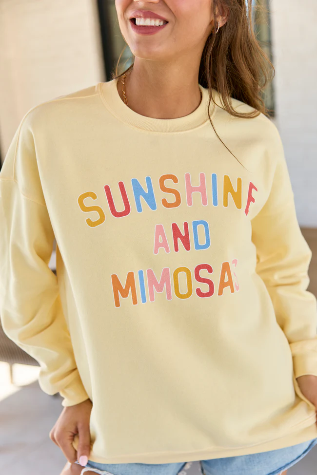 Sunshine And Mimosas Yellow Graphic Sweatshirt - Image 2