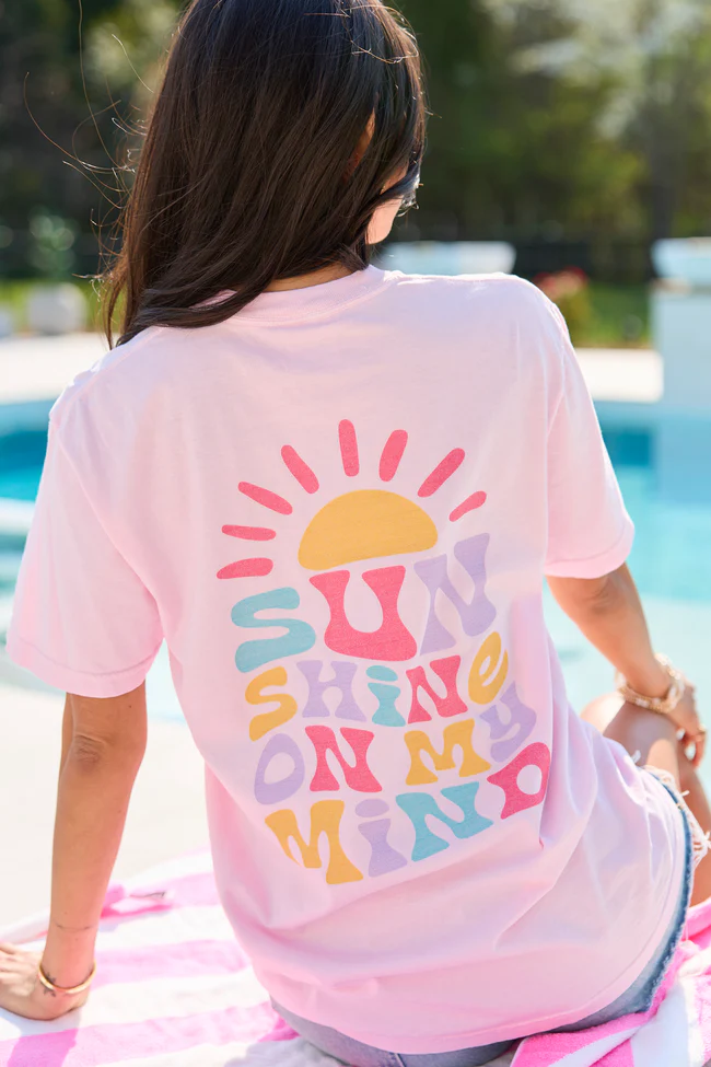 Sunshine On My Mind Light Pink Graphic Tee DOORBUSTER