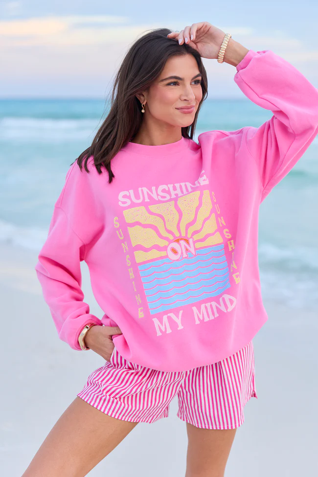 Sunshine On My Mind Pink Graphic Sweatshirt - Image 2