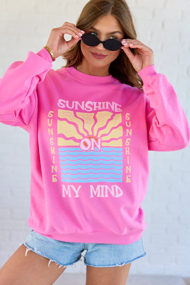 Sunshine On My Mind Pink Graphic Sweatshirt - Image 3
