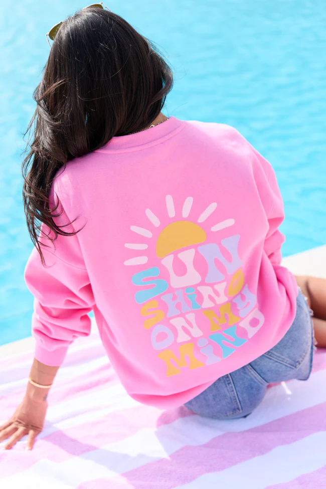 Sunshine On My Mind Pink Graphic Sweatshirt - Image 4
