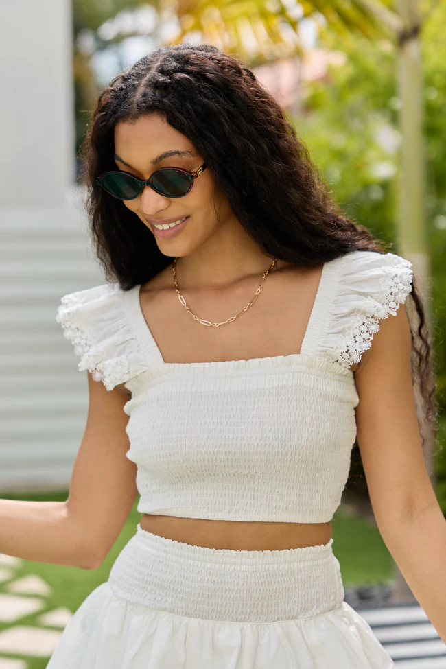 Sweet Talk White Flutter Shoulder Tank and Skort Set SALE - Image 4