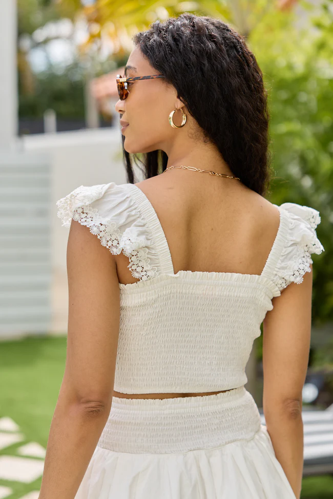 Sweet Talk White Flutter Shoulder Tank and Skort Set SALE - Image 6