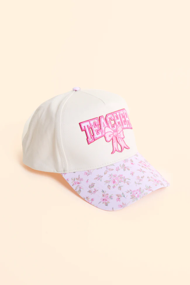 Teacher Pink Floral Trucker Hat FINAL SALE - Image 3