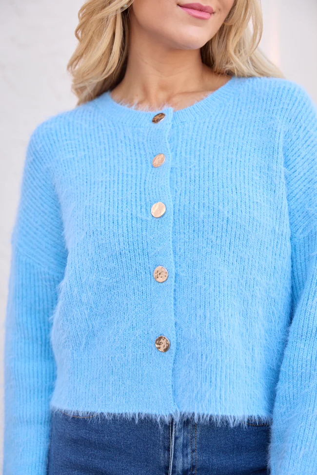 Teddy Blue Fuzzy Cardigan FINAL SALE - Image 6