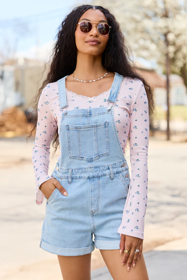 Tessa Light Wash Denim Overalls - Image 4