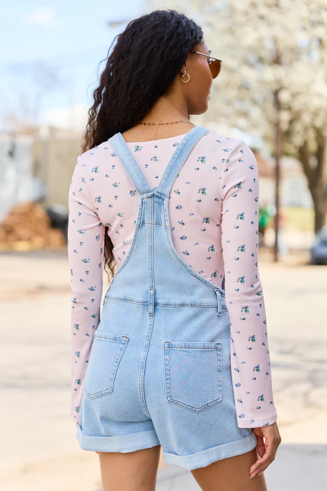 Tessa Light Wash Denim Overalls - Image 7