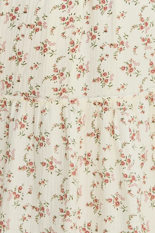 Thalia Neutral Floral Smocked Top Dress - Image 6