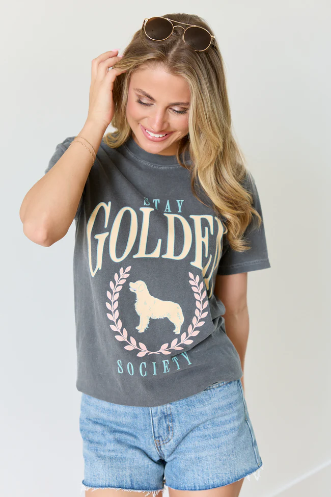 Stay Golden Society Dark Grey Graphic Tee - Image 3