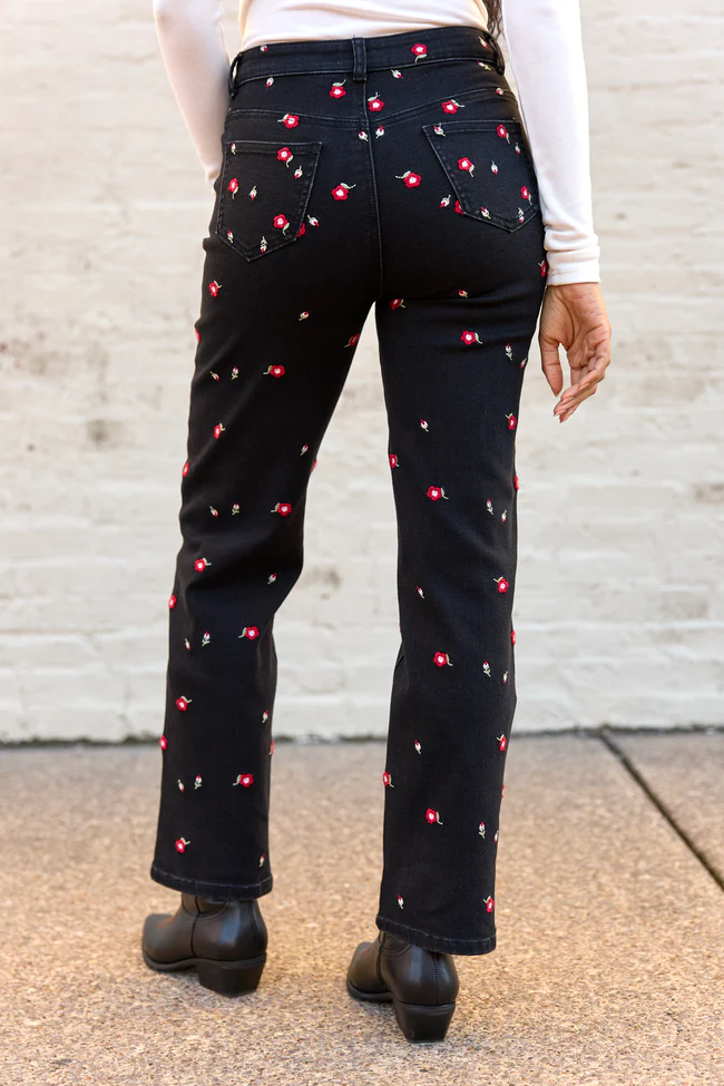 Piper Embroidered Straight Leg Jeans FINAL SALE - Image 4