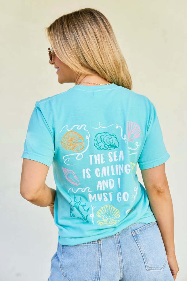 The Sea Is Calling Multi Mint Graphic Tee - Image 3