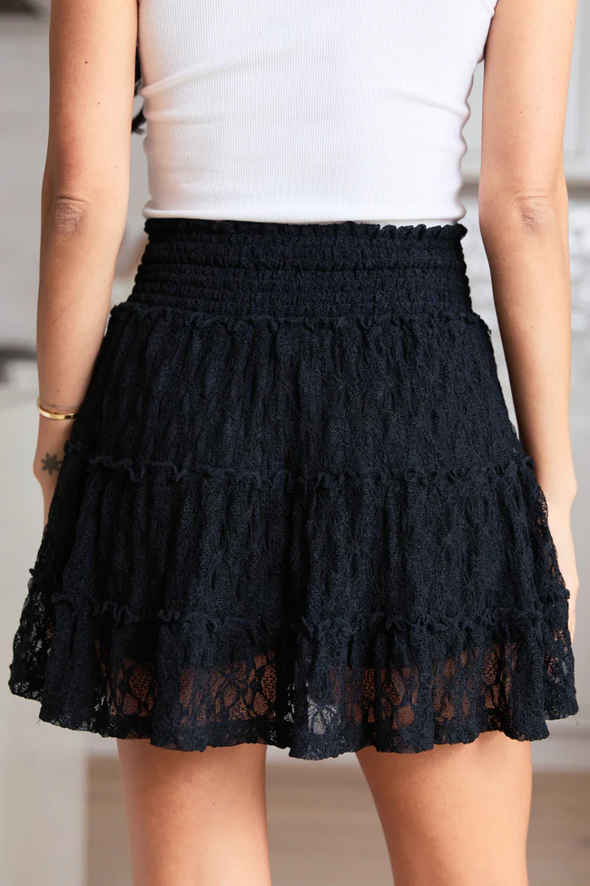 Through The Garden Black Lace Mini Skort FINAL SALE - Image 4