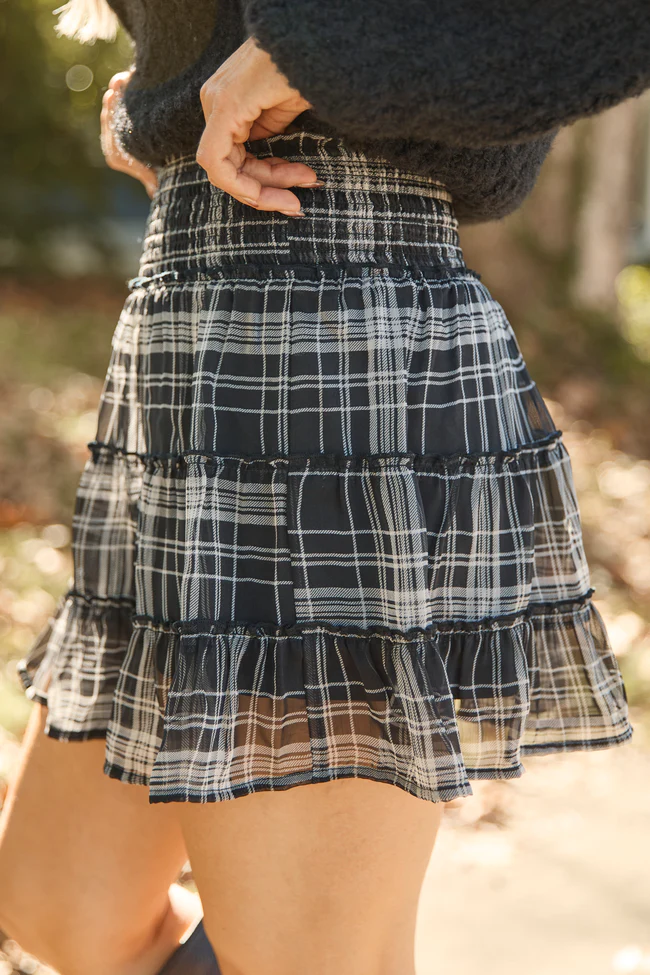 Through The Garden Black Plaid Skort FINAL SALE - Image 3