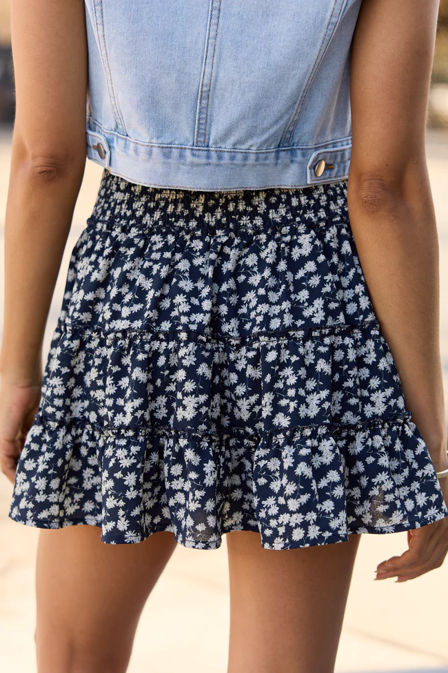 Through the Garden Black White Floral Skort - Image 4