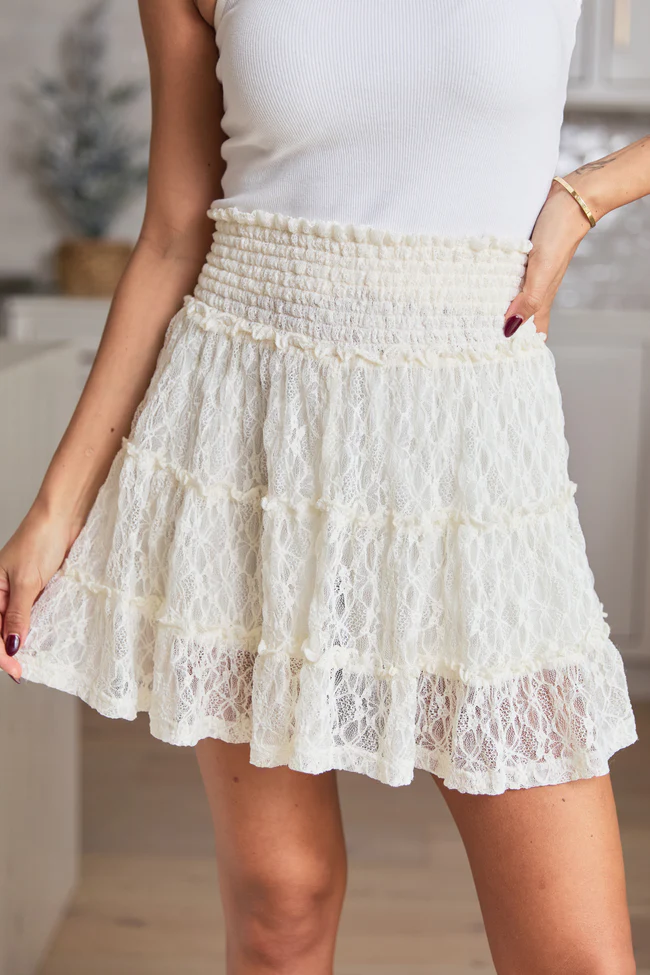 Through The Garden Cream Lace Mini Skort FINAL SALE