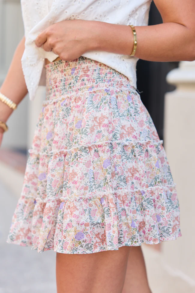Through The Garden Ivory Multi Floral Skort - Image 4