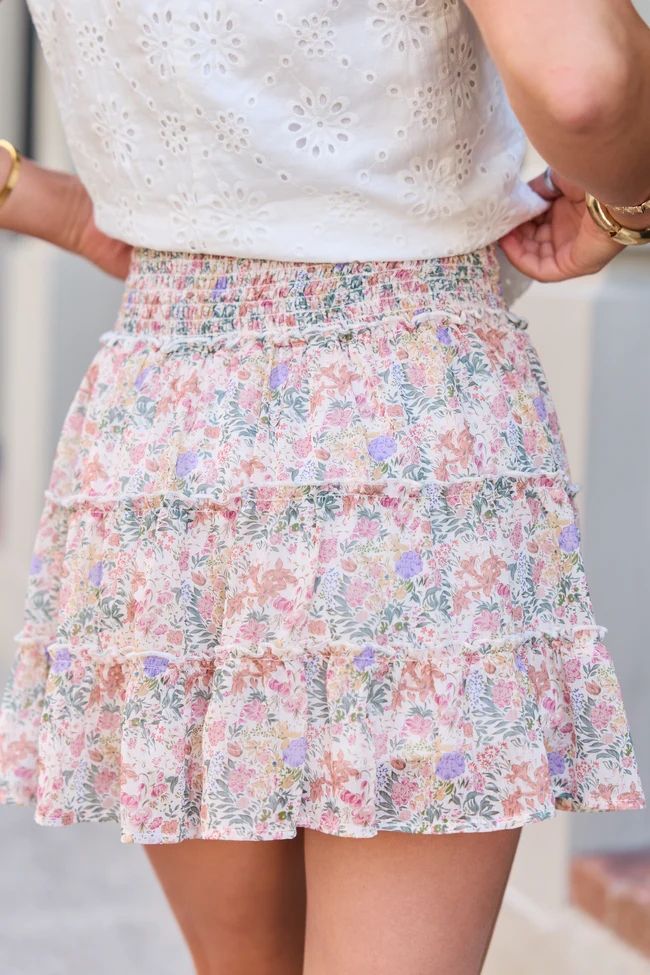 Through The Garden Ivory Multi Floral Skort - Image 5