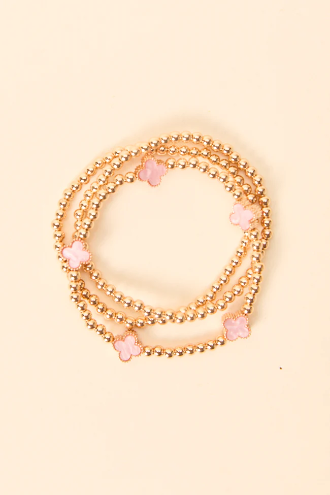 Tilly Clover Pink Stretch Bracelet