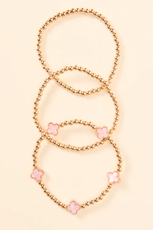 Tilly Clover Pink Stretch Bracelet - Image 2