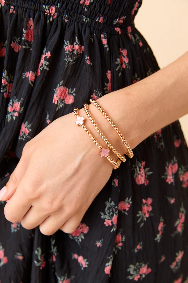 Tilly Clover Pink Stretch Bracelet - Image 3