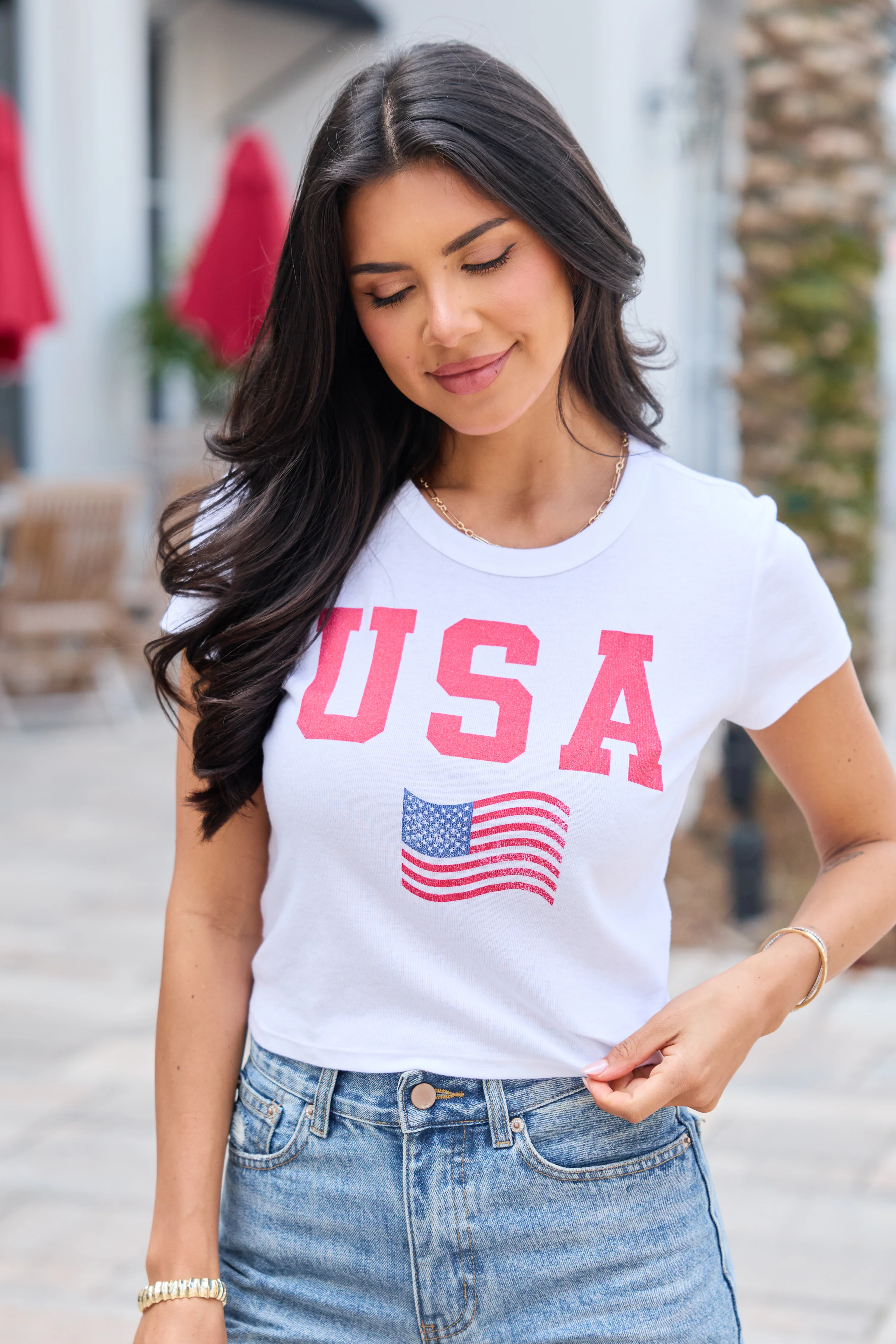USA Block Flag White Baby Graphic Tee - Image 4