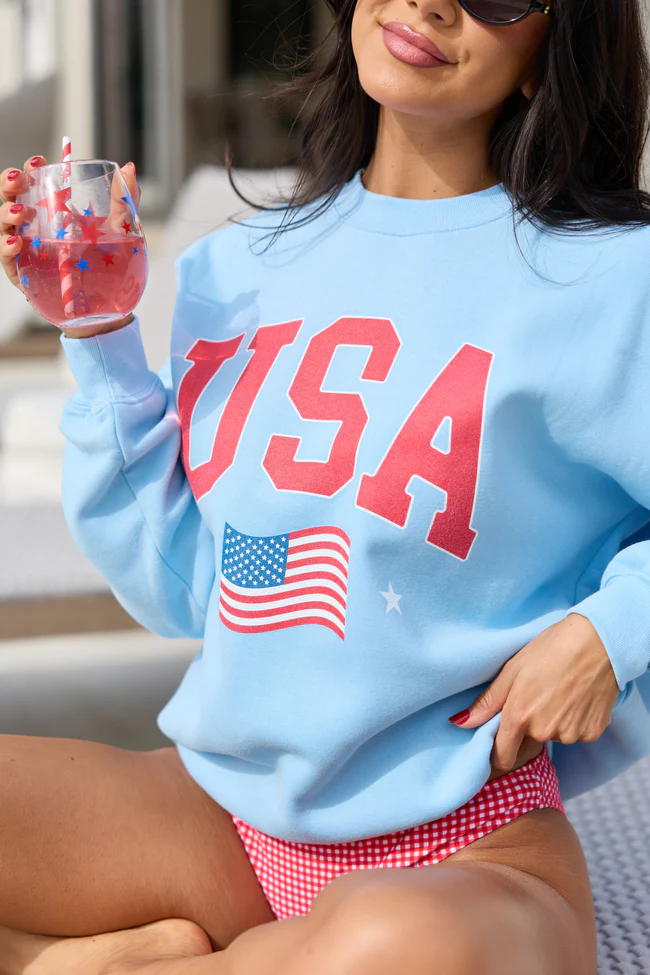 Athletic USA Flag Light Blue Graphic Sweatshirt - Image 3