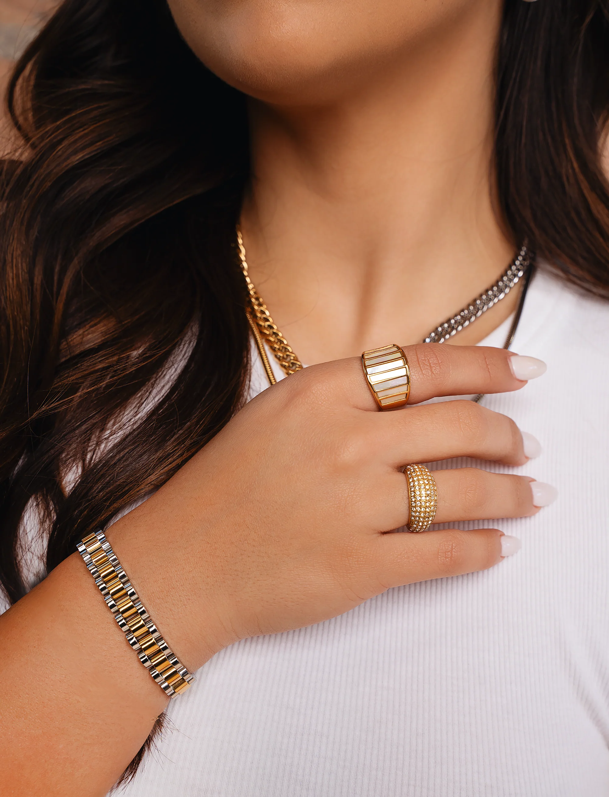 Vega Silver and Gold Band Bracelet - Image 10
