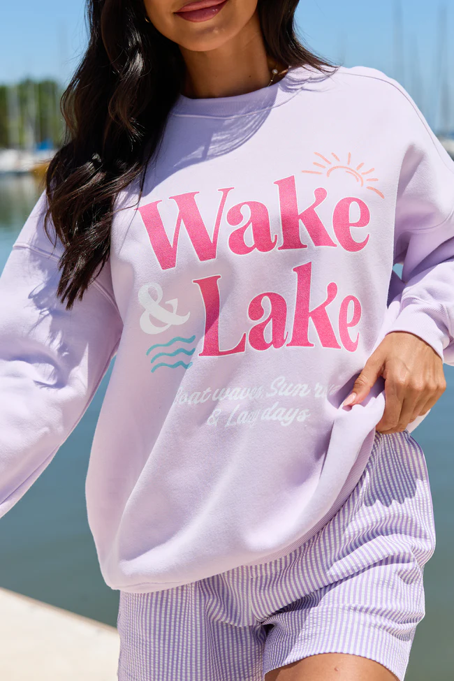 Wake & Lake Purple Graphic Sweatshirt