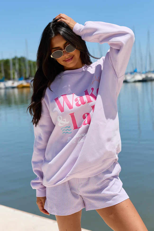 Wake & Lake Purple Graphic Sweatshirt - Image 3