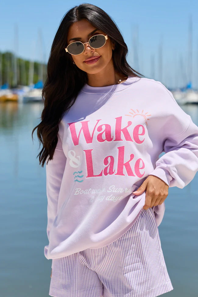 Wake & Lake Purple Graphic Sweatshirt - Image 4