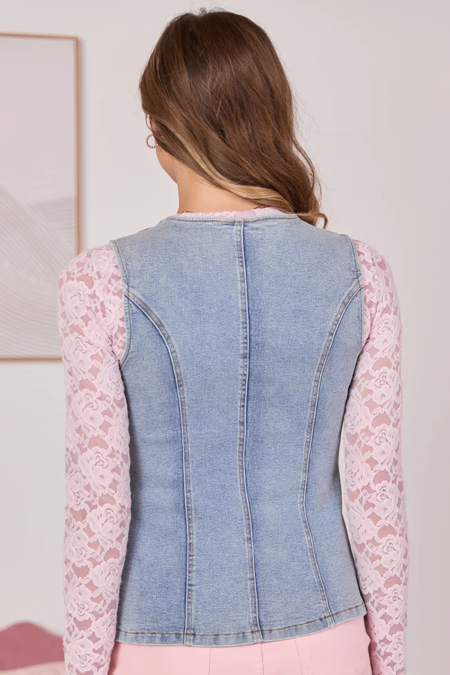 Western Ties Bow Denim Vest FINAL SALE - Image 6