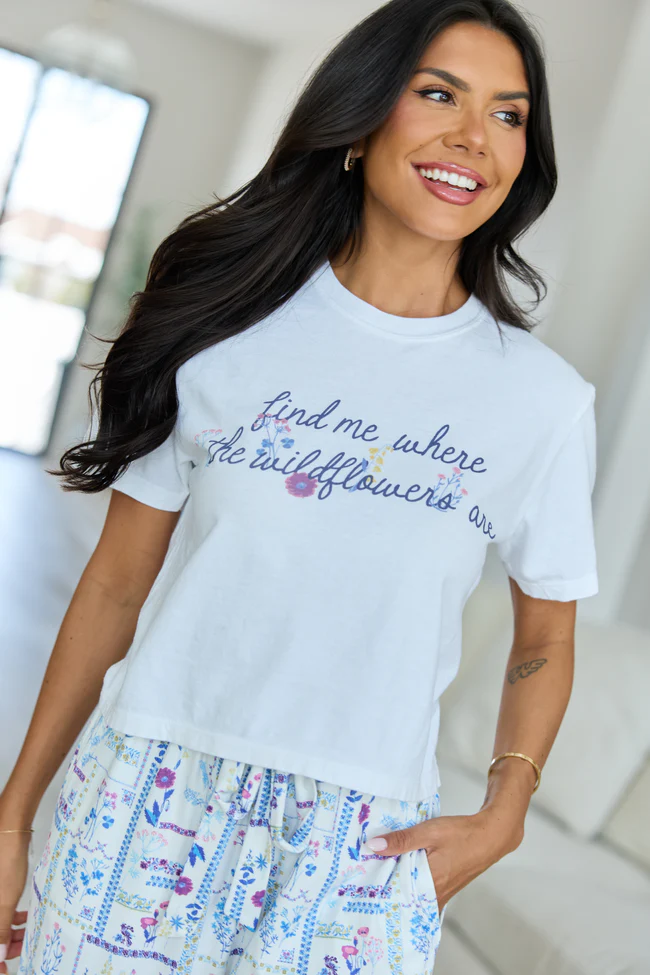 Wildflowers White Boxy Graphic Tee - Image 4