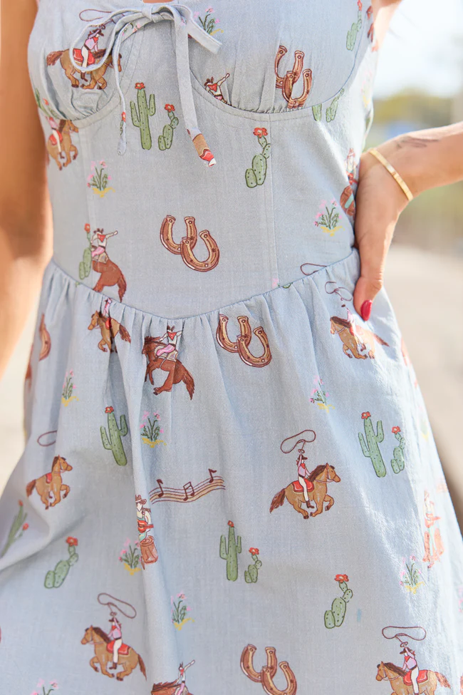 Willa Blue Cowboy Mini Dress - Image 6