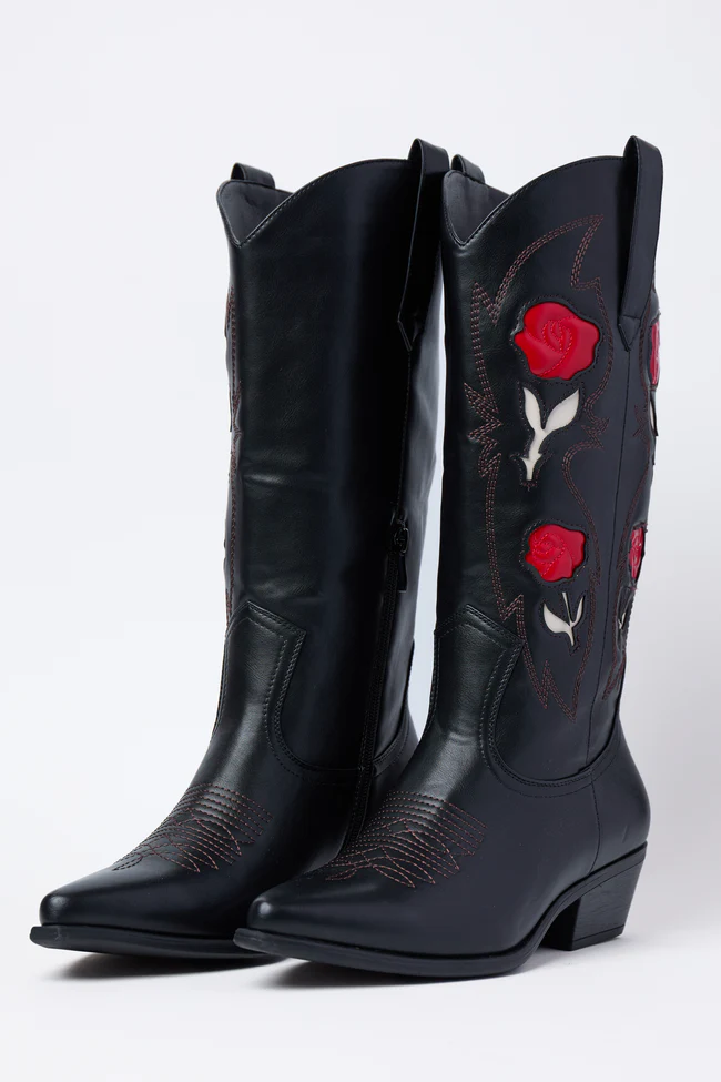 Willa Rose Black Cowboy Boots FINAL SALE