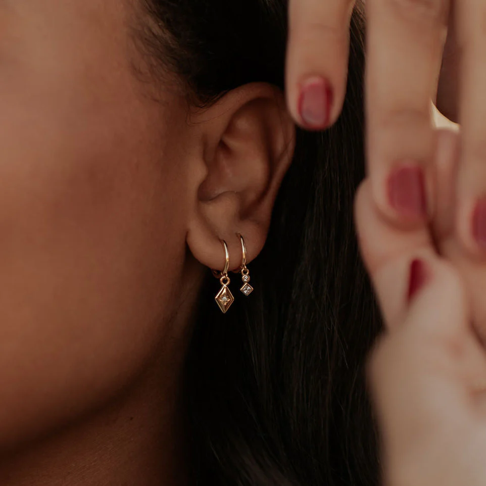 Willow Diamond Dangle Hoop Earrings - Image 10