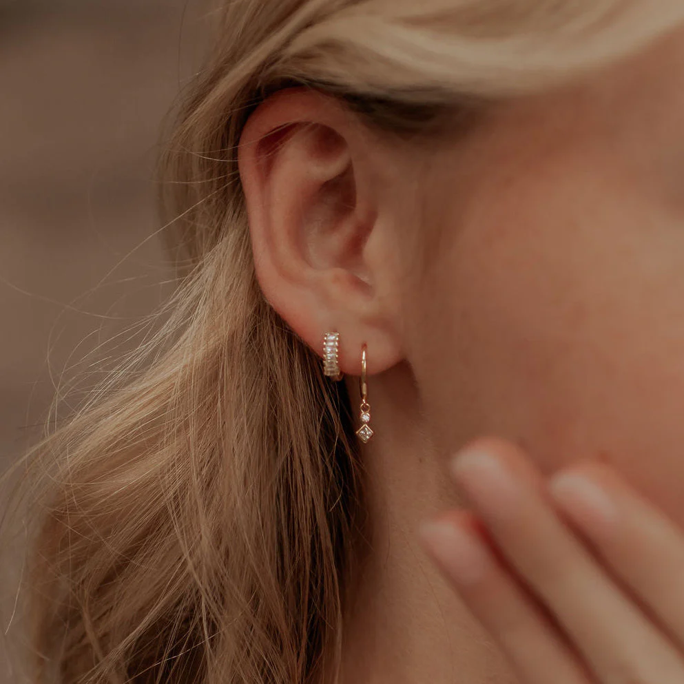 Willow Diamond Dangle Hoop Earrings - Image 2