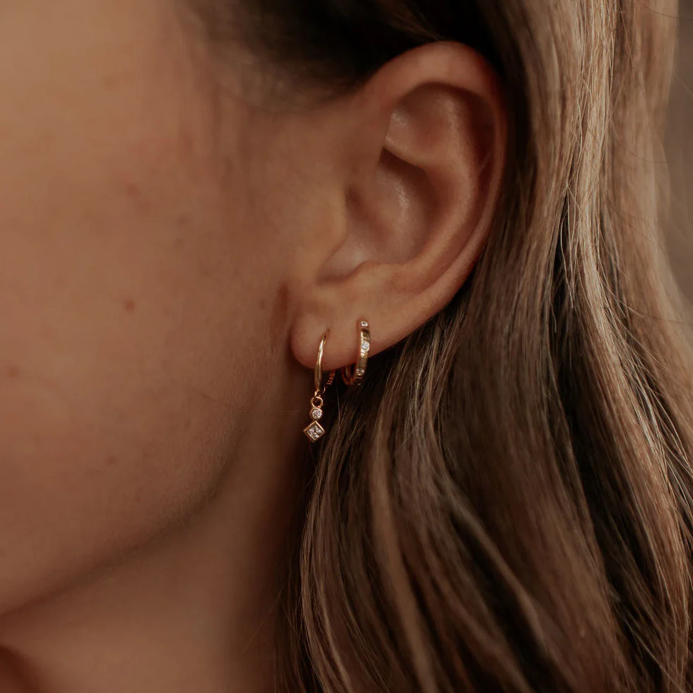 Willow Diamond Dangle Hoop Earrings - Image 4
