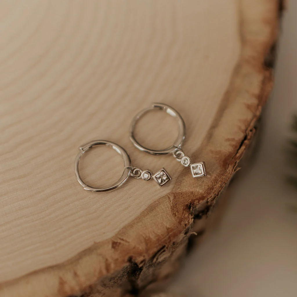 Willow Diamond Dangle Hoop Earrings - Image 5