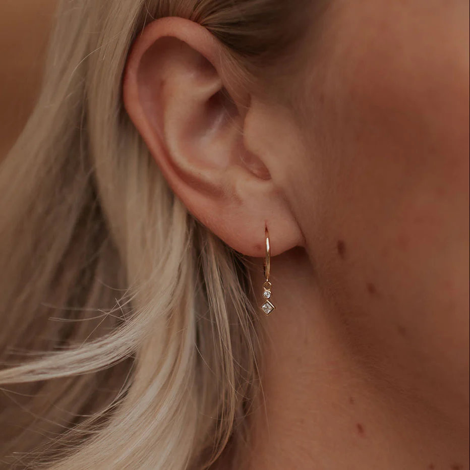 Willow Diamond Dangle Hoop Earrings - Image 6