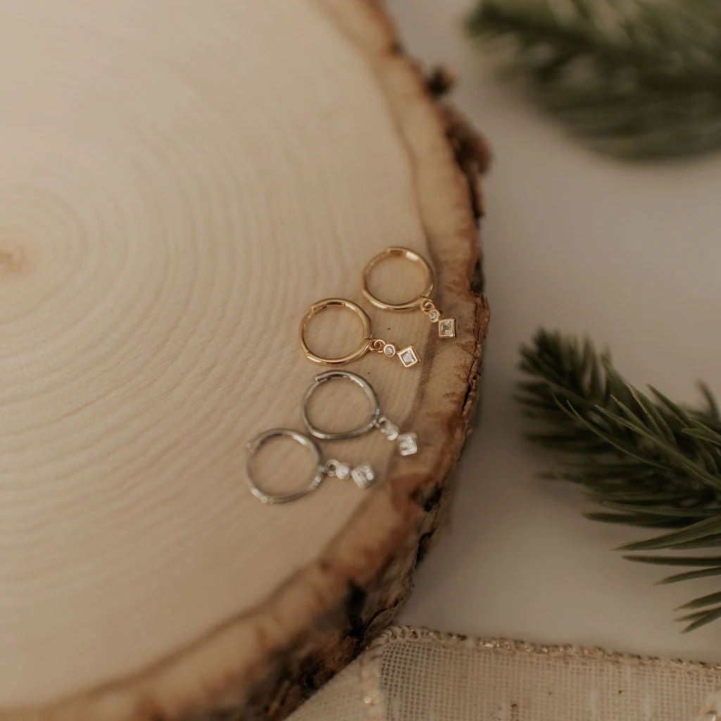 Willow Diamond Dangle Hoop Earrings - Image 7