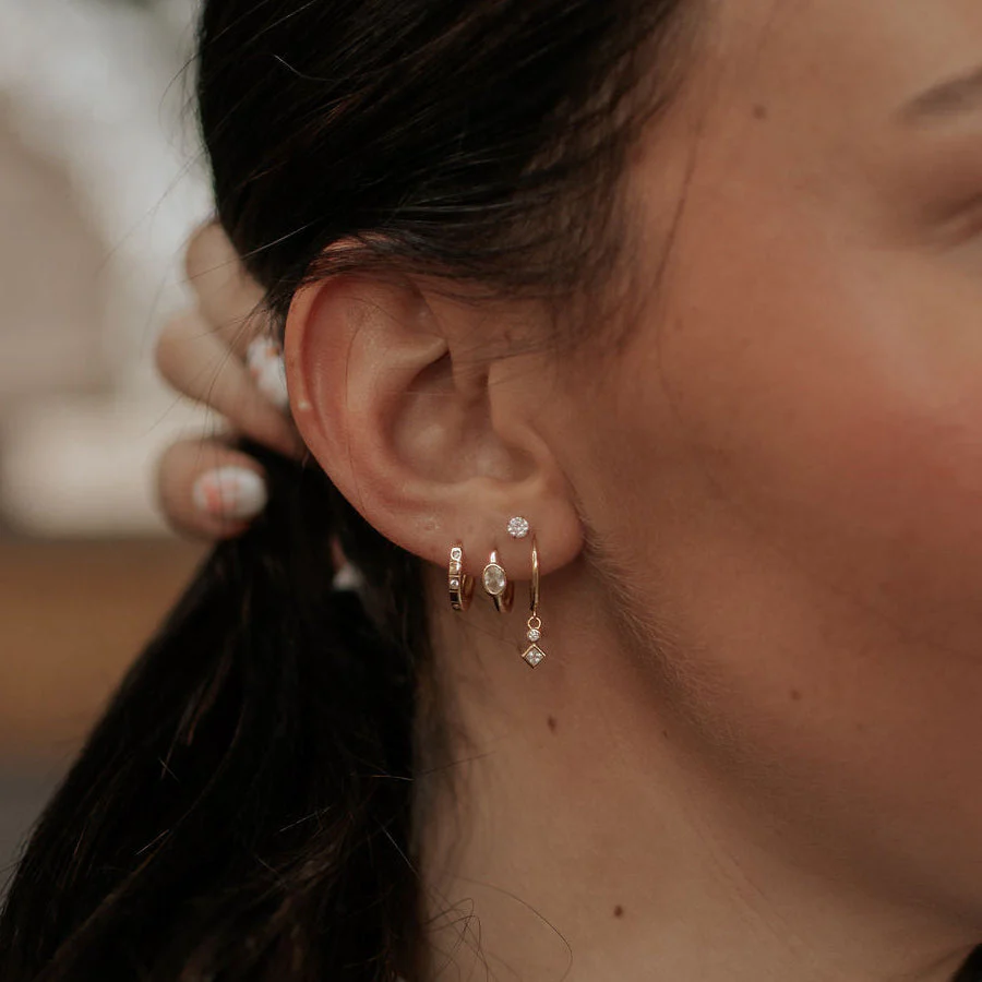 Willow Diamond Dangle Hoop Earrings - Image 8