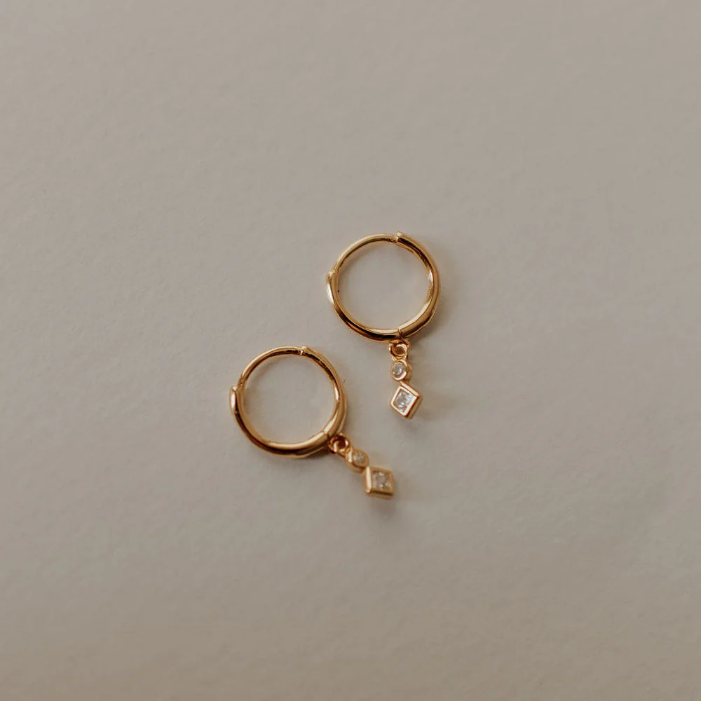 Willow Diamond Dangle Hoop Earrings - Image 9