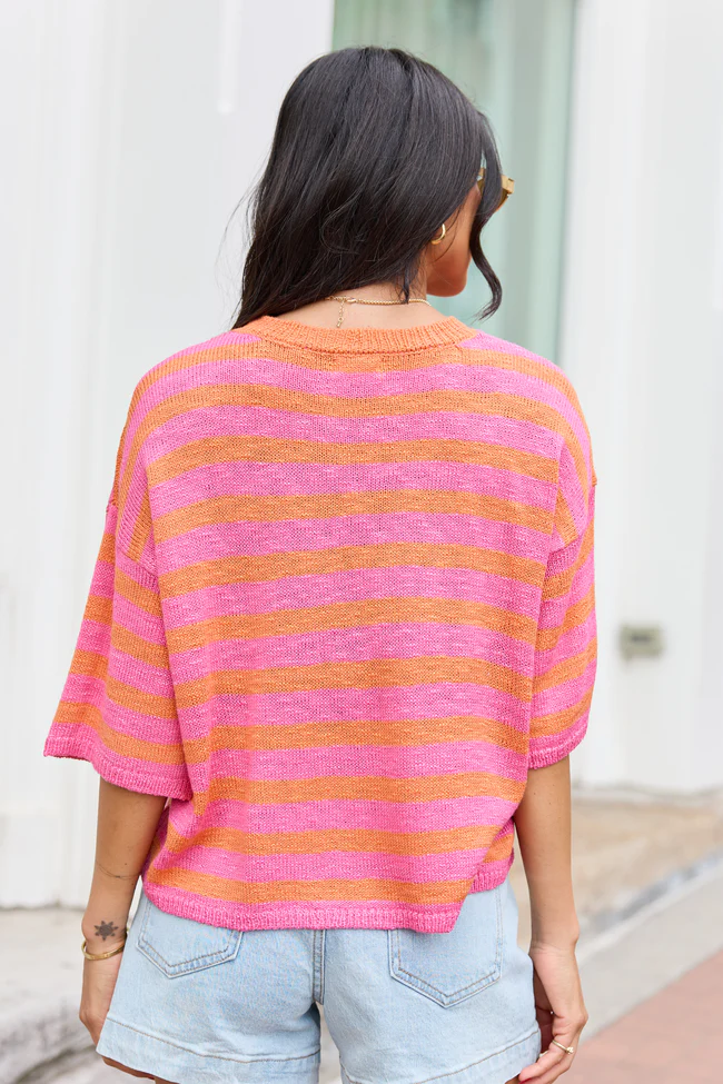 Zani Pink And Orange Striped Sweater - Image 6