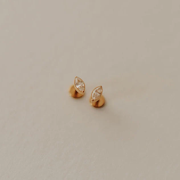 Zoe Marquise Diamond Flat Back Stud Earrings