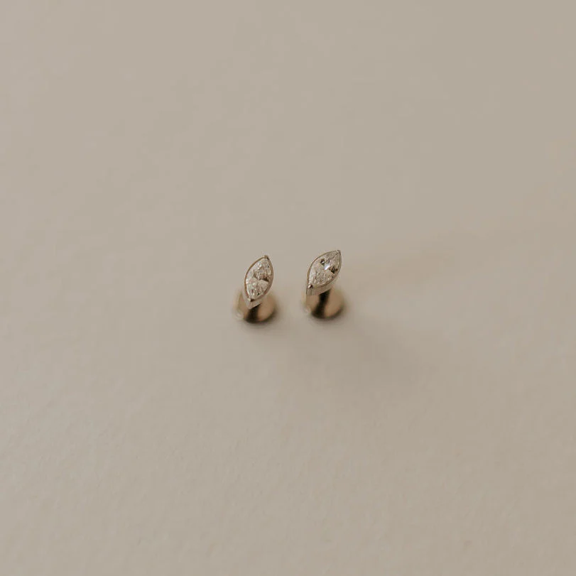 Zoe Marquise Diamond Flat Back Stud Earrings - Image 4